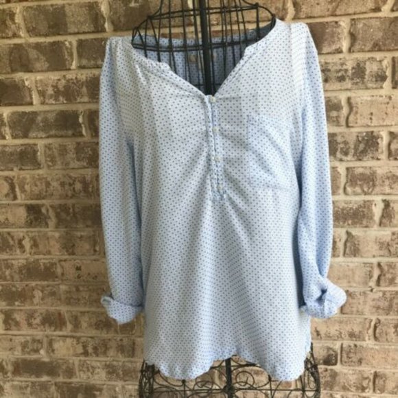 Comma Casual Identity Shirt Blouse Size 40 Hi Low Roll Tab Sleeves Blue … - Picture 1 of 13